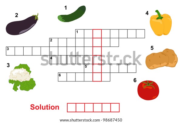 Vegetable Puzzle Crossword Words Game Children Stock Vector (Royalty