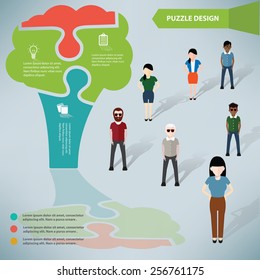 Vegetable puzzle info graphic design and character,clean vector
