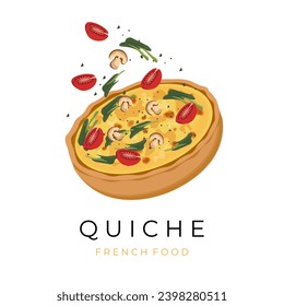 Logo de ilustración vectorial de la levitación Quiche vegetable