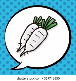 vegetable Radish color doodle, speech bubble