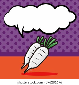 vegetable Radish color doodle, speech bubble