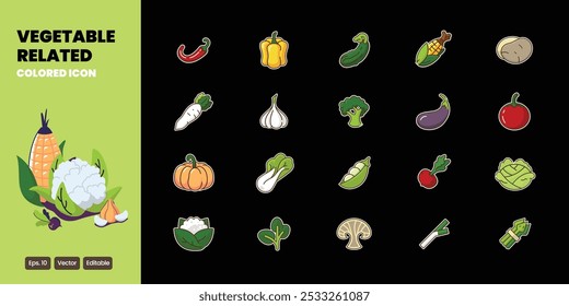 vegetable related color icon vector design good for web and mobile app