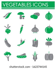 Vegetable related icons set on background for graphic and web design. Creative illustration concept symbol for web or mobile app.