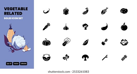 vegetable related solid icon vector design good for web and mobile app