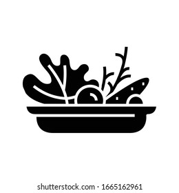 Vegetable salad black icon, concept illustration, vector flat symbol, glyph sign.