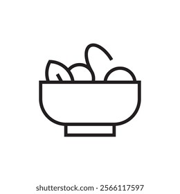 vegetable salad bowl icon outline editable stroke