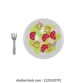 Vegetable salad. Food. Flat style. Design elements. Vector illustration.Eps10.