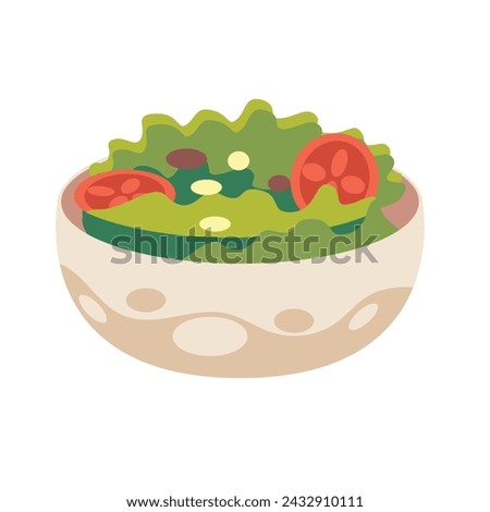 Vegetable salad food, vector illustration, isolated on white background