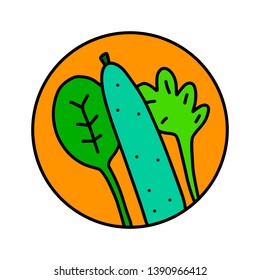 Vegetable and salad leaf hand drawn 