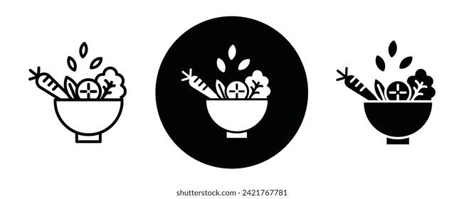 Vegetable Salad Meal outline icon collection or set. Vegetable Salad Meal Thin vector line art