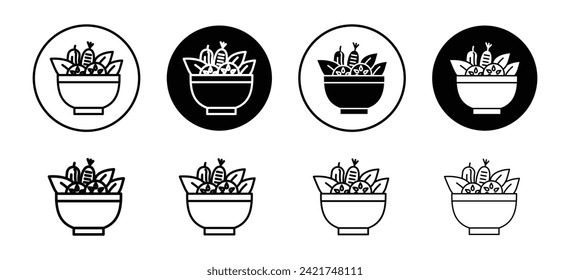 Vegetable Salad Meal vector icon set collection. Vegetable Salad Meal Outline flat Icon.
