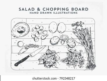 Vegetable Salad on Chopping Board