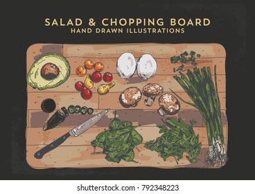 Vegetable Salad on Chopping Board