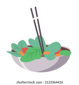 Vegetable salad semi flat color vector object. Full sized item on white. Dinner served. Healthy and organic food simple cartoon style illustration for web graphic design and animation