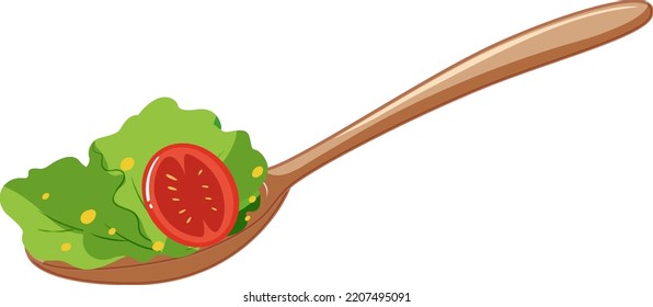 Vegetable salad in a spoon illustration