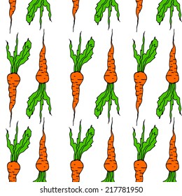 Vegetable seamless background vith carrot pattern.