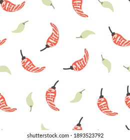 Vegetable Seamless Pattern with Abstract Green and Red Chilies Vector Graphic can be used for Background and Apparel Design