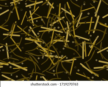 Vegetable seamless pattern with asparagus, pea pods, olives and beans. Organic natural food, vegetarian recipe. Vector illustration