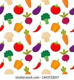 vegetable seamless pattern cartoon style isolated on white background. illustration vector.
