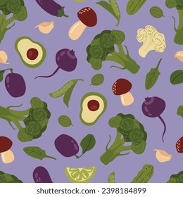 Vegetable seamless pattern. Design for fabric, textiles, wallpaper, packaging, cafe.
