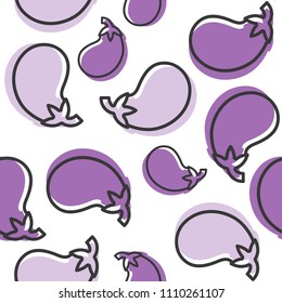 vegetable seamless pattern, eggplant outline for wallpaper and background