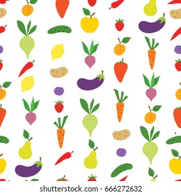 Vegetable seamless pattern. Healthy food ingredient background.
