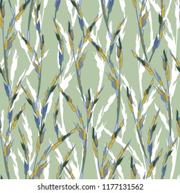 Vegetable seamless pattern of interlaced ears of corn grass.