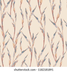 Vegetable seamless pattern of interlaced ears of corn grass.