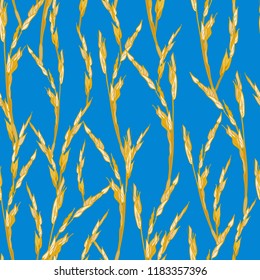 Vegetable seamless pattern of interlaced ears of corn grass.