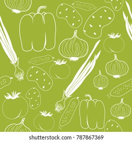 vegetable seamless pattern onion, tomato, paprika, potatoes