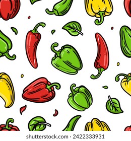 Vegetable seamless pattern. Set with vegetables. Background illustration with vegetables.
