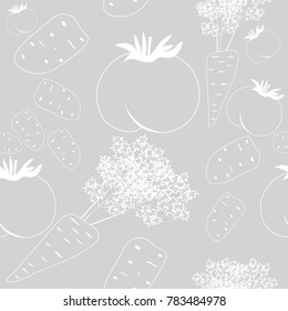 vegetable seamless pattern tomato, carrots, potatoes