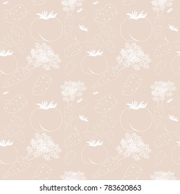 vegetable seamless pattern tomato, carrots, potatoes