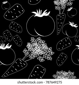 vegetable seamless pattern tomato, carrots, potatoes