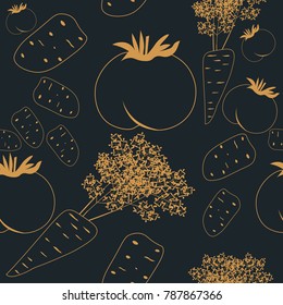 vegetable seamless pattern tomato, carrots, potatoes