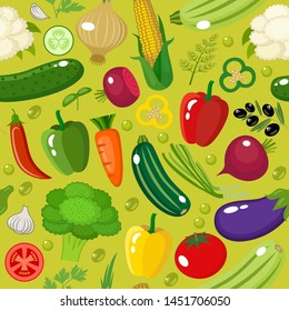 Vegetable seamless pattern. Vector illustration