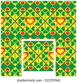 Vegetable seamless texture.
Conditional image of the heart and some plants , green, yellow, red colors.