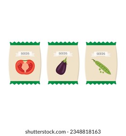 Diseño vegetable del conjunto de iconos del paquete de semillas.