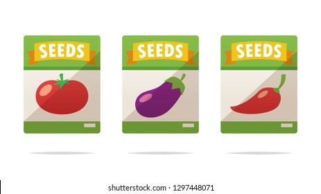 Vegetable Seed Packets Vector Isolated