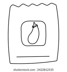vegetable seeds packaging pack grow garden care eco line doodle icon element object.
