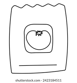 vegetable seeds packaging pack grow garden care eco line doodle icon element object.
