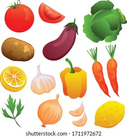vegetable set collection element object vector download