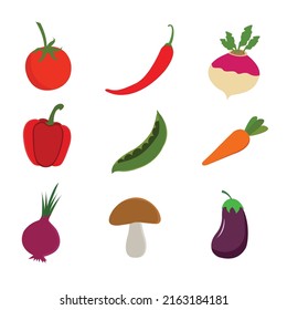 vegetable set illustration vector, cartoon