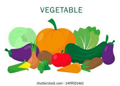 Vegetable set on white background. Vector illustration.