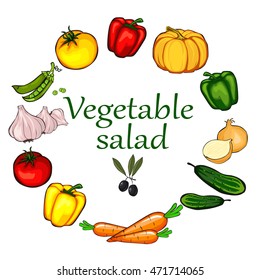 Vegetable set on white background