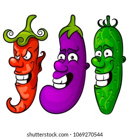 Vegetable. Set pepper, zucchini cucumber vector illustration