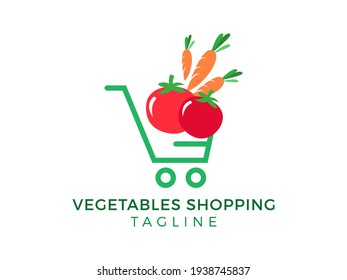 vegetable shopping vector logo template design