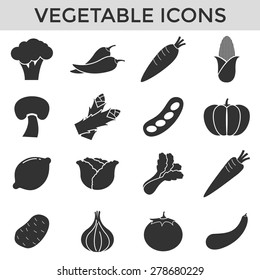 vegetable silhouette symbol icons vector