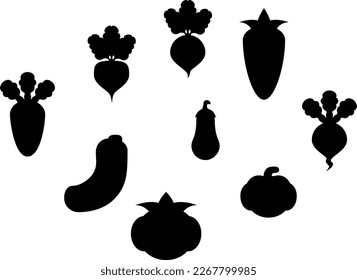 vegetable silohuettes vector icon set