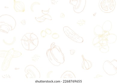 Vegetable sketch style line art illustration vector